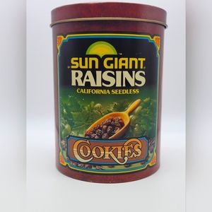 Vintage Sun Giant Raisins Cookie Tin With Lid